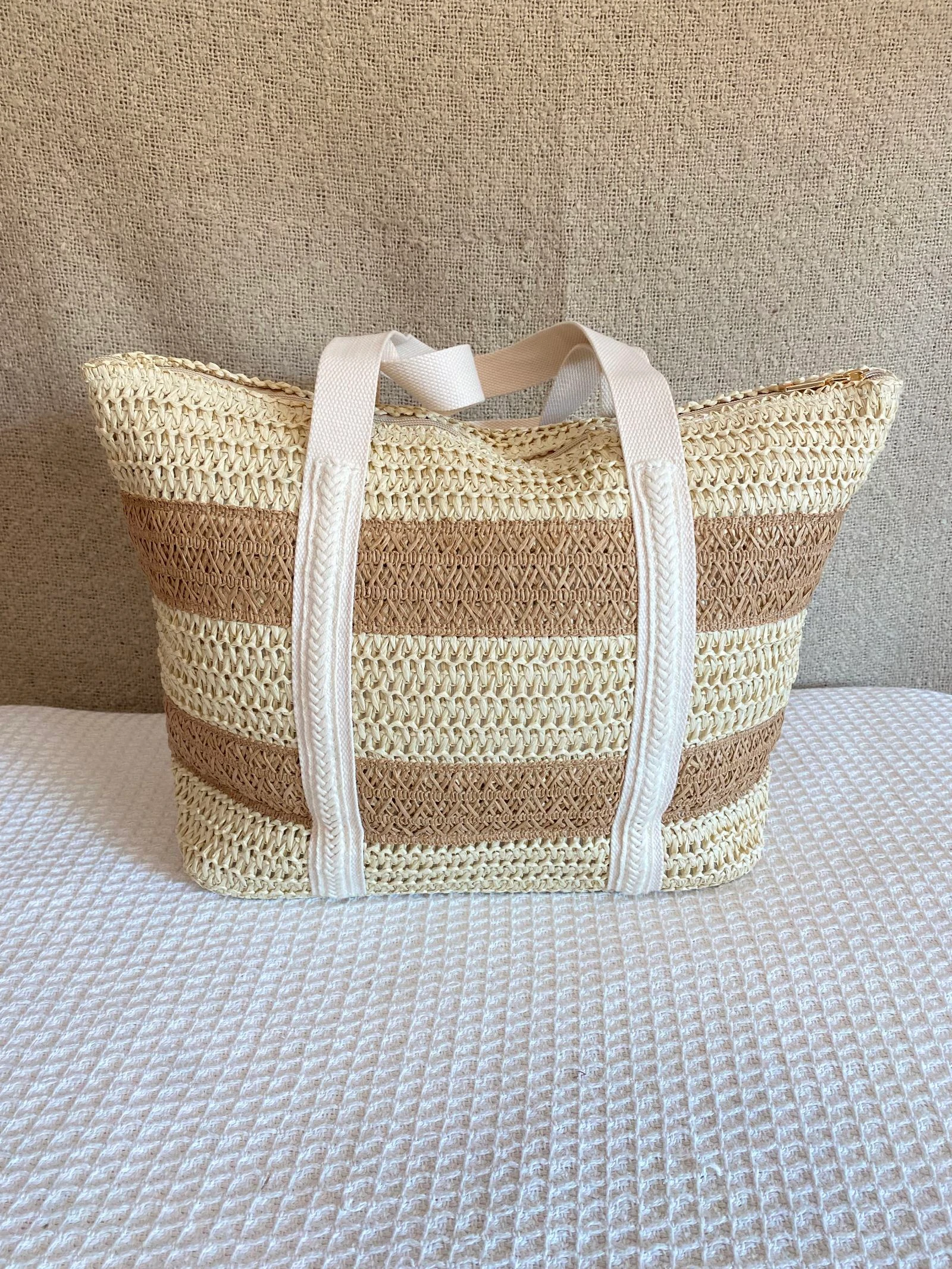 Grote tweekleurige rotan tote tas – photo 4